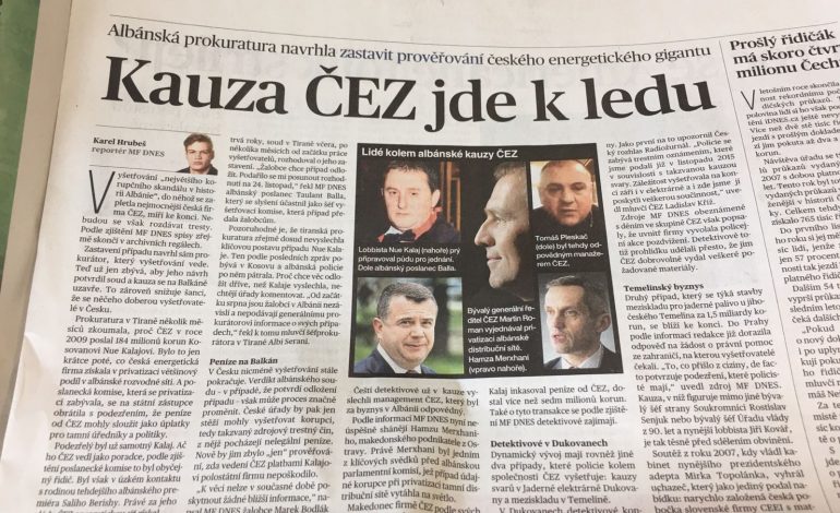 Afera “CEZ” merr vëmendjen e mediave çeke: Në Shqipëri prokuroria po tenton të mbyllë çështjen