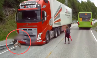 VIDEO/ Shoferi i kamionit e shpëton për mrekulli