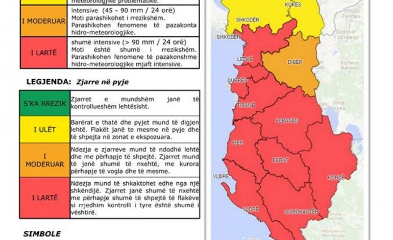FOTO/ Parashikimi i motit për sot, këto janë zonat më të rrezikuara (Harta)