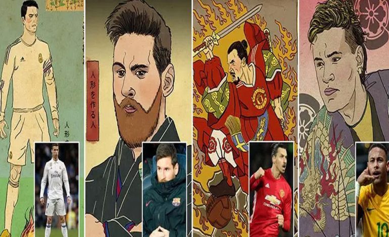 (FOTO) Messi, Ronaldo, Zlatan dhe Neymar në versionin e luftëtarëve Samurai