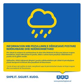 RESHJET/ NJOFTIM I RENDESISHEM. Posta Shqiptare pezullon të gjitha dërgesat ndër urbane dhe ndërkombëtare