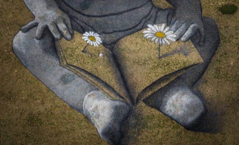 Vajza dhe libri”, piktura gjigande e realizuar me miell e vaj në majën e  malit (FOTO) – AlpeNews