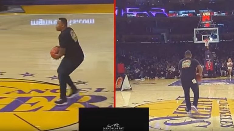(VIDEO) Tifozi i Lakers realizon një kosh të “magjishëm”, fiton 100 mijë dollarë