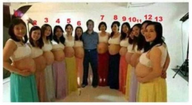 Njihuni me burrin me 13 gra, secila prej tyre shtatzëne në të njëjtën kohë