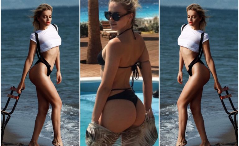 Kejvina poston FOTO përvëluese: Super SEKSI me rroba banje në mes të janarit