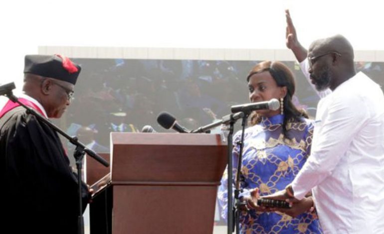Weah betohet si president…në një stadium të tejmbushur