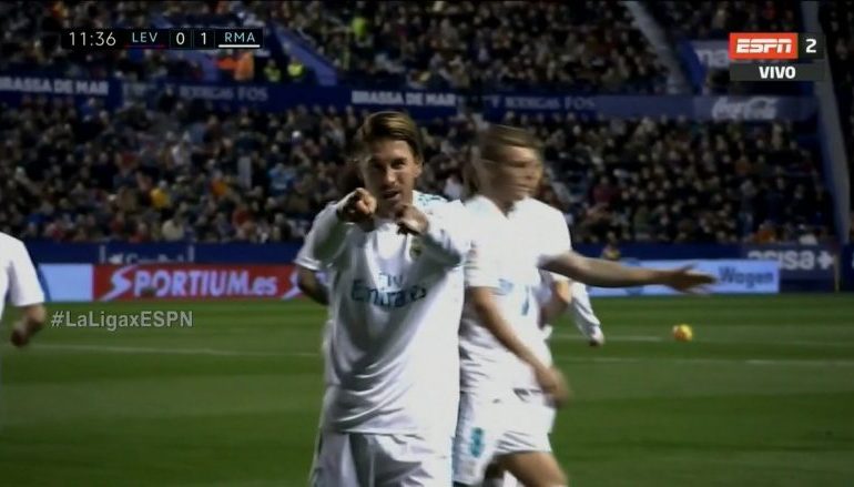 VIDEO/ Reali në avantazh ndaj Levantes, Ramos autor i golit