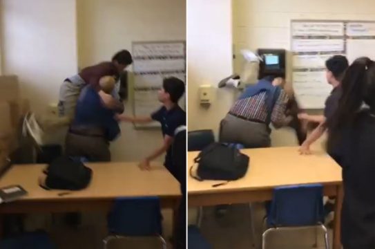 Sherr në klasë, mësuesi përplas në dysheme nxënësin për një kuti çokollatash (VIDEO)
