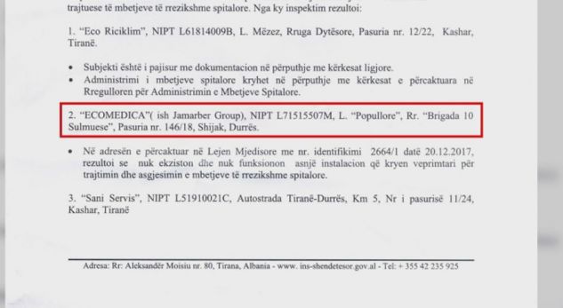SKANDALI/ Kompania fantazmë e mbetjeve spitalore. Fiton tendera, por nuk i gjenden zyrat… (VIDEO)