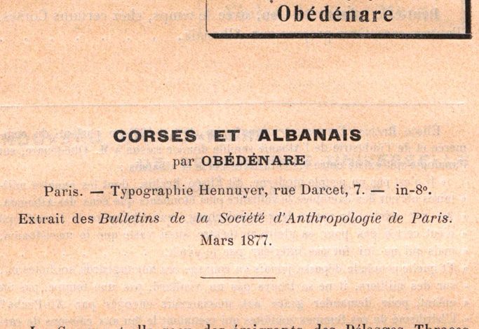 Shkrimi i 1877/ A kanë të njëjtën origjinë korsikanët dhe shqiptarët?