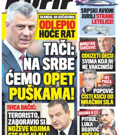 “Kosova do luftë, ne duam paqe!”/ Mediat serbe zgjohen me deklaratën e Thaçit