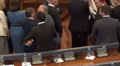 “Qen bir qeni”/ Plas grushti në Kuvendin e Kosovës… (VIDEO)