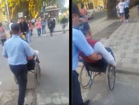NDODH NË TIRANË/ Qytetari me aftësi të kufizuara kërkon ndihmë, ja veprimi i efektivit të policisë (VIDEO)