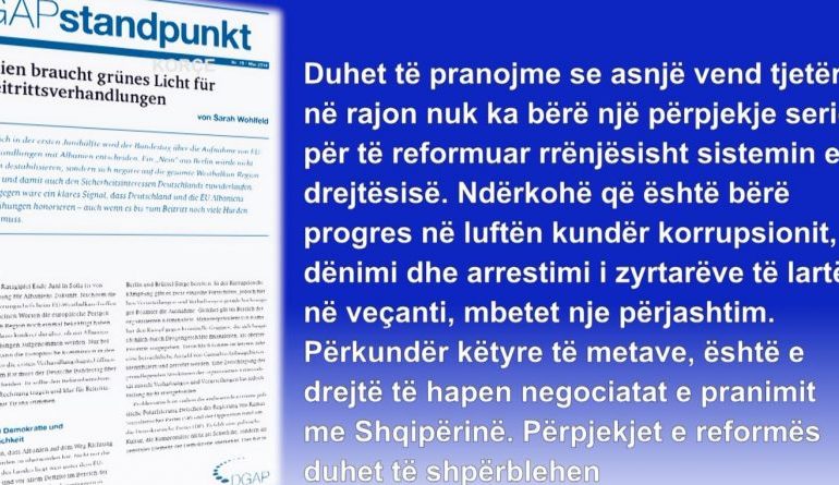 “DRITA JESHILE”/ Raporti gjerman: Të hapen negociatat me Shqipërinë… (VIDEO)