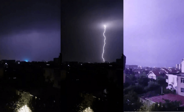 Pamje apokaliptike/ Çfarë ndodhi sot në orën 3 të natës në Tiranë, vetëtimat…(VIDEO)