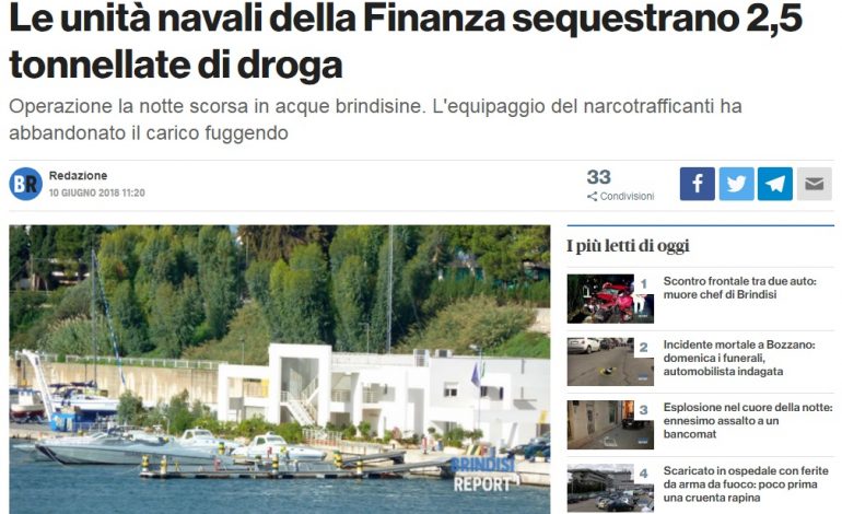 KAPET SASI E MADHE DROGE NË ITALI/ Mediat vendase: Vinte nga Vlora…