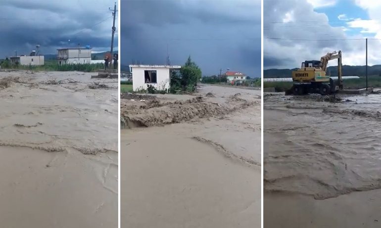 PËRMBYTJET NGA SHIRAT/ Banorët ALARMOHEN: Përroi po na prish tokat e mbjella dhe … (VIDEO)