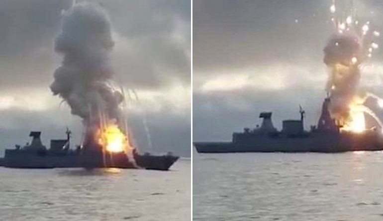 Po kryenin ushrtime stërvitore, raketa shpërthen në bordin e anijes(VIDEO)