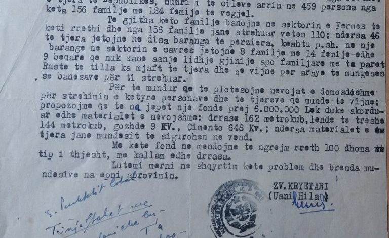 “Sekret” 1958/ Të ngremë barraka me baltë për 156 familje të internuara në Savër