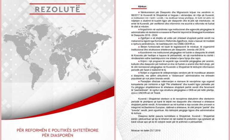 HISTORIKE/ Kuvendi miraton rezolutën e parë për Diasporën. E drejtë VOTE për të gjithë shqiptarët që…