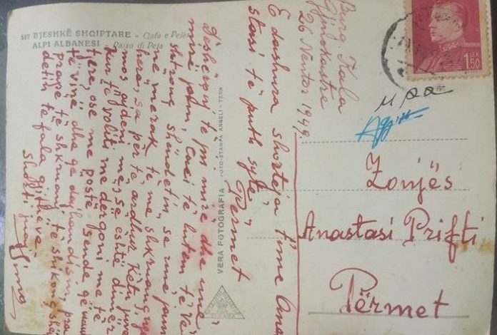 ZBULOHET KARTOLINA E RRALLË E TË BURGOSURIT: Ti puth sytë…nga burgu i Gjirokastrës…