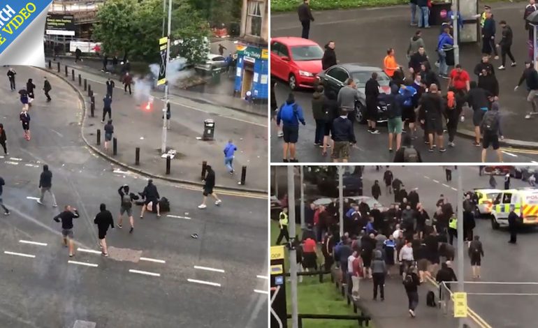Sherr me thika në mes të rrugës, dy të plagosur dhe njërëz që vrapojnë (VIDEO)