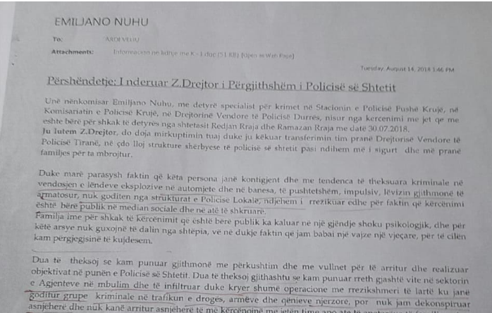 “LËVIZIN ME ARMË DHE JANË SHOK ME…”/ Letra e plotë ku Nuhu informonte Ardi Veliun për kërcënimin nga fisi Rraja