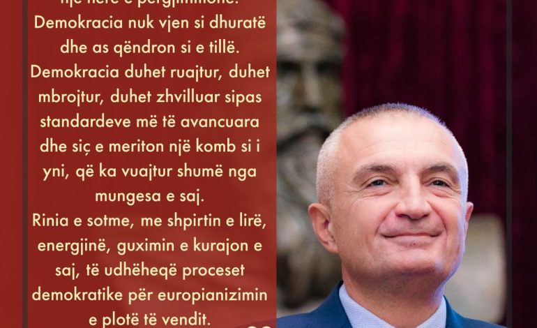 MESAZHI I FORTË I PRESIDENTIT/ Meta: Demokracia nuk eshte nje here e pergjithmone, por duhet mbrojtur