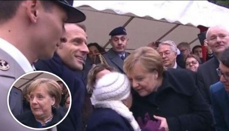 “JENI JU GRAJA E MACRON”/ 100-vjeçarja franceze ngatërron Angela Merkel, shihni reagimin e kancelares (VIDEO)