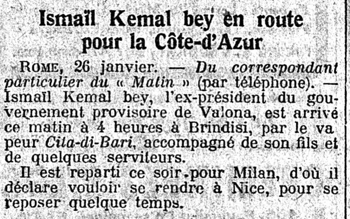DOKUMENTI/ Ku shkoi Ismail Qemali pas dorëheqjes nga qeveria e përkohshme