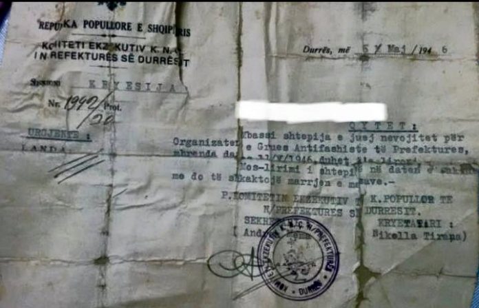 DOKUMENTI/ Ja si rrëmbehej shtëpia dhe prona në komunizëm