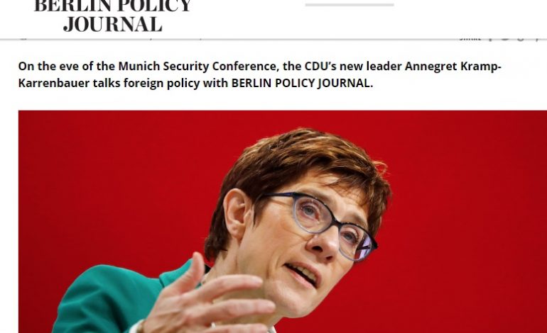 INTERVISTA/ Pasardhësja e Merkel, Kramp-Karrenbauer: Rusia kërkon të destabilizojë Europën