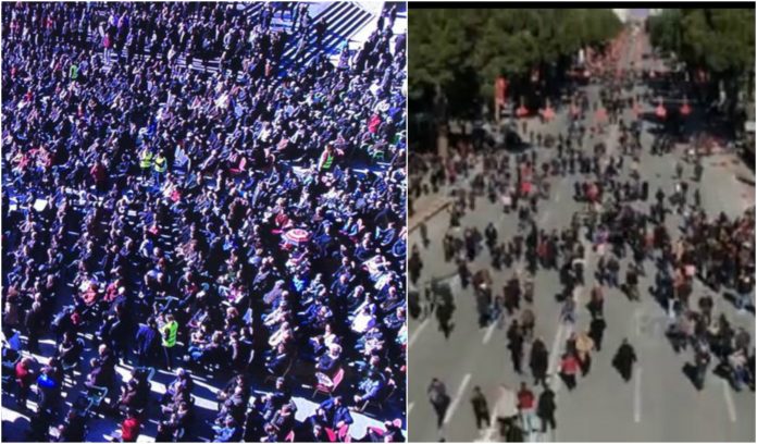 PAMJET KRAHASUESE ME DRON/ Rama me vlonjatët dhe PROTESTA në Tiranë (VIDEO)