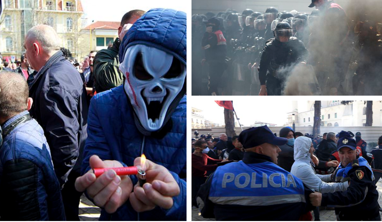 PROTESTA E OPOZITËS/ Ja çfarë shkruan “Daily Mail”: Protestuesi me maskë… (FOTOT)