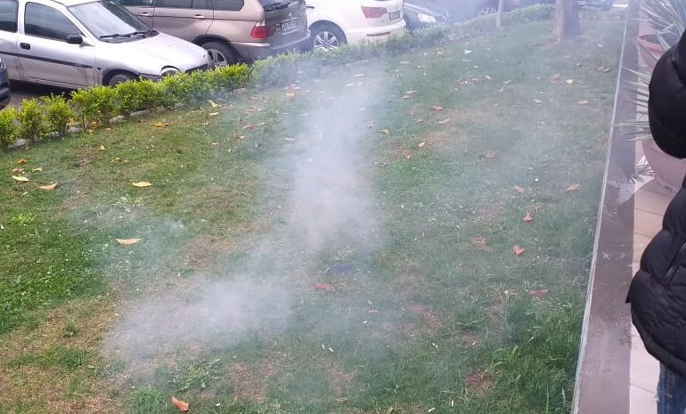 PROTESTA E OPOZITËS/ Hidhen shashka nga simpatizantët e mbledhur në selinë e PD