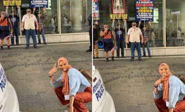 MESAZH SHPRESE/ Fotot e gruas me hixhab para protestuesve anti-myslimanë bëhen virale