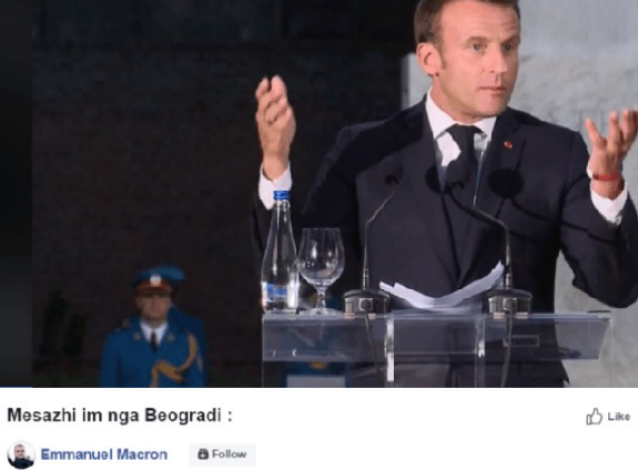 “MESAZHI IM NGA BEOGRADI”/ Presidenti i Francës, Emmanuel Macron “flet” shqip