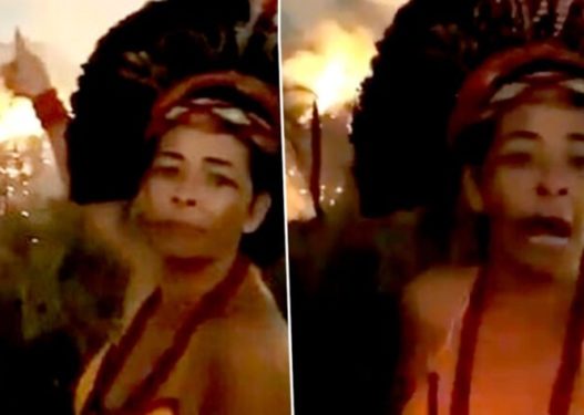 “PO NA MARRIN BURIMIN E JETËS”/ Gruaja indigjene qan ndërkohë që pyjet e Amazonës digjen prapa saj (VIDEO)
