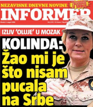 “TËRBON” SERBËT/ Presidentja kroate: S’mora dot pushkën t’i qëlloja!