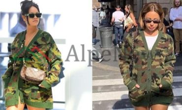 RASTËSI APO...? Aurela Hoxha me të njejtën veshje dhe pozicion si Rihanna (FOTO)