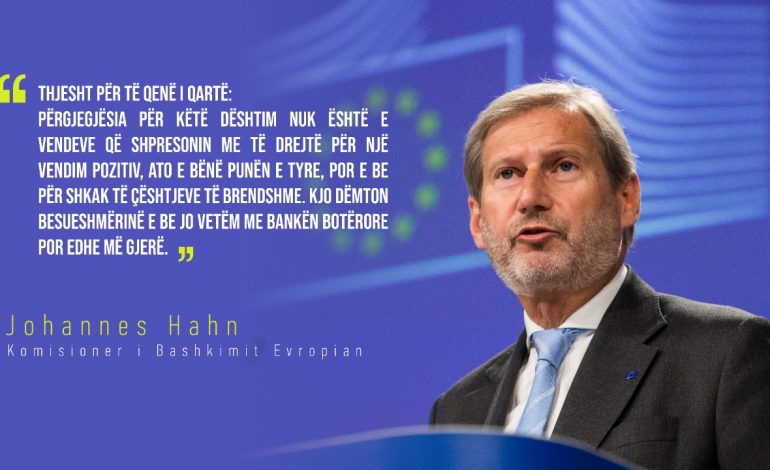 NEGOCIATAT/ Komisioneri Hahn shuan çdo debat dhe e thotë hapur: Përgjegjësia për këtë dështim nuk është e Shqipërisë dhe MV