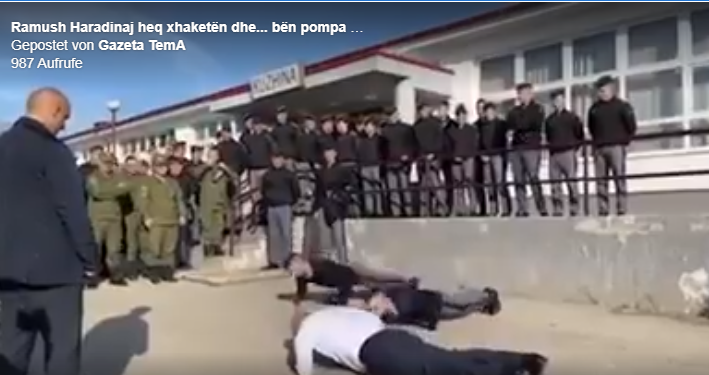 RAMUSH HARADINAJ “GARË” ME USHTARËT/ Heq xhaketën dhe bën pompa(VIDEO)