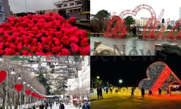 SHËN VALENTINI/ Qytetet e Shqipërisë e festojnë si rrallëherë. Zemra dhe atmosferë...kudo (PAMJET)