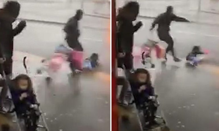 STUHIA “CIARA” NË BRITANI/ Momenti kur merr karrocën me gjithë foshnje, djalin e hedh në mes të rrugës (VIDEO)