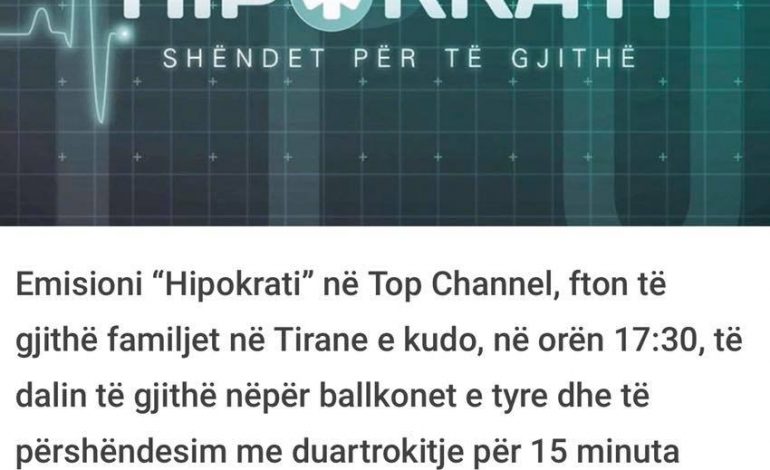 “NJË NISMË E BUKUR…”/ Rama e shpërndan. Ky emision fton banorët të dalin në ballkone për të përshendetur mjekët (ORA)
