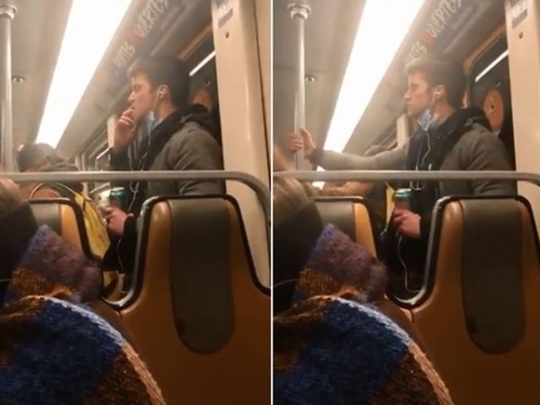 GJESTI SKANDALOZ/ Djali heq maskën, lëpin gishtat dhe i ngjit në tubin e trenit. Arrestohet (VIDEO)