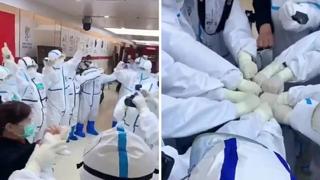 KORONAVIRUSI/ Mjekët në Wuhan bëjnë festë, spitali nxjerr pacientin e fundit të shëruar (VIDEO)
