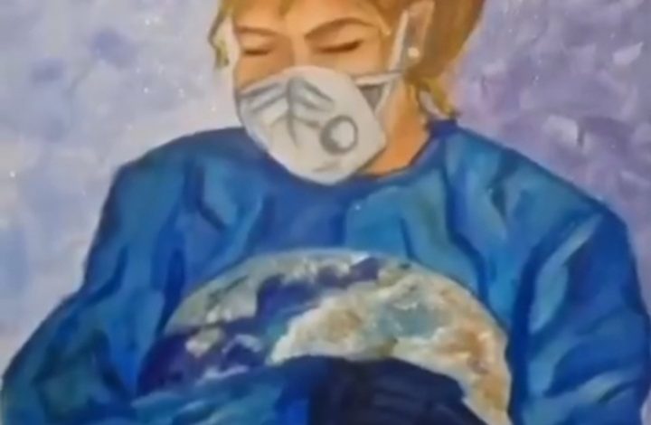 INFERMERJA SHQIPTARE NË GJERMANI KTHEN NË PIKTURË BETEJËN ME COVID/ Tabloja frymëzim për gjithë spitalin (VIDEO+FOTO)