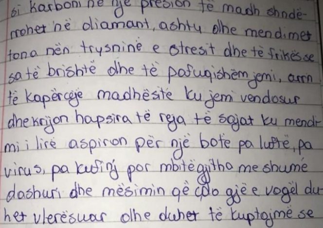 ÇFARË JEMI NE NË IZOLIM? ME MË NGKASOJMË? Përgjigja e kësaj vajze në klasë të 8-të do t’ju bëjë të mendoni