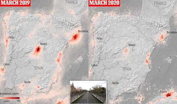 KORONAVIRUSI/ Si u pastrua ajri mbi Paris, Madrid dhe Milano pas masave të marra për t’i izoluar qytetarët në shtëpi (FOTO)